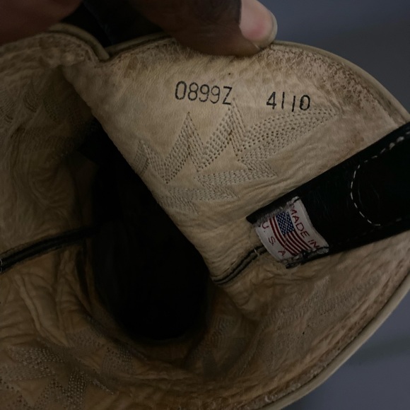 Vintage Men’s Anderson Bean elephant skin Cowboy Boots Size 11D Black Exotic - Picture 16 of 16